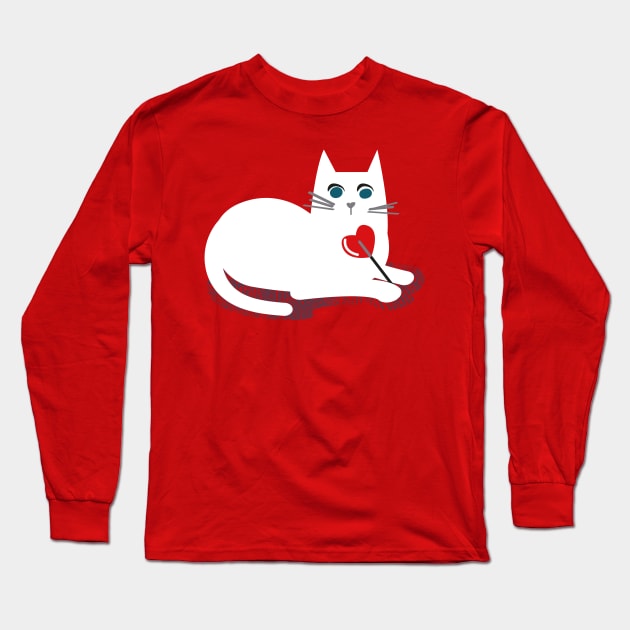 White cat in love Long Sleeve T-Shirt by SelmaCardoso